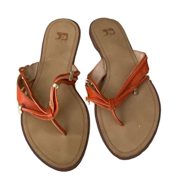 Joes Jeans Orange Leather Strappy Slip On Sandals - Picture 1 of 8